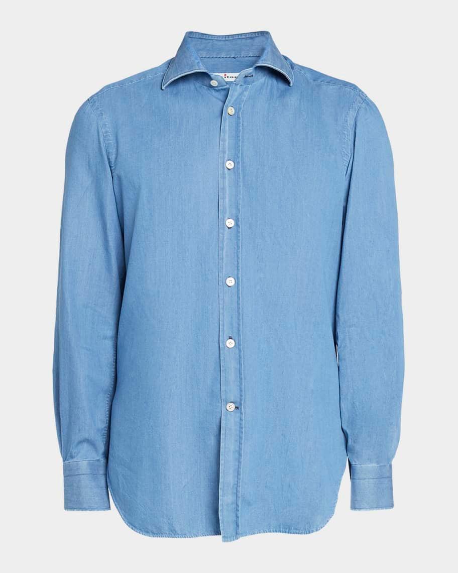 Men's Chambray Casual Button-Down Shirt Product Image