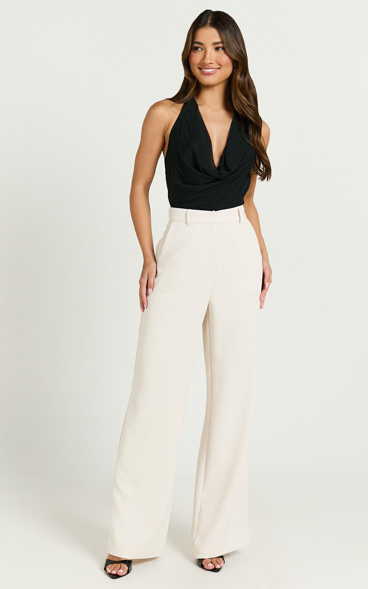 Bonnie Pants - High Waisted Tailored Wide Leg Pants in Bone Product Image