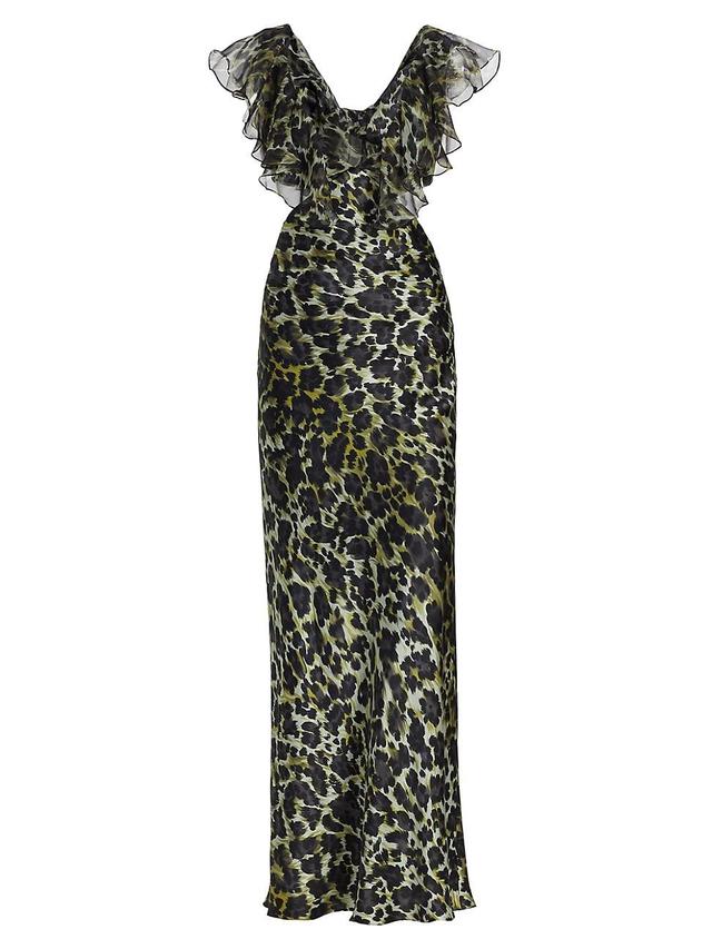 Womens Malia Leopard Silk Cut-Out Dress Product Image