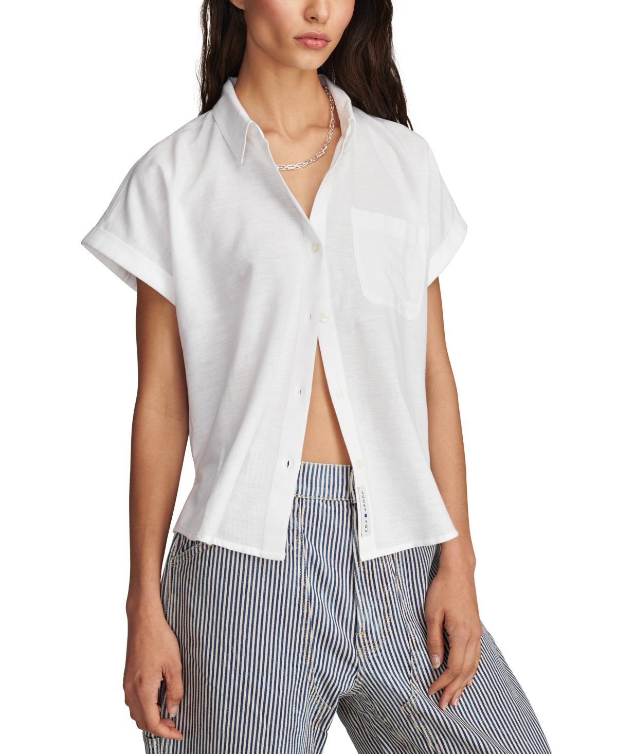 Lucky Brand Womens Linen Short-Sleeve Button-Down Shirt Product Image