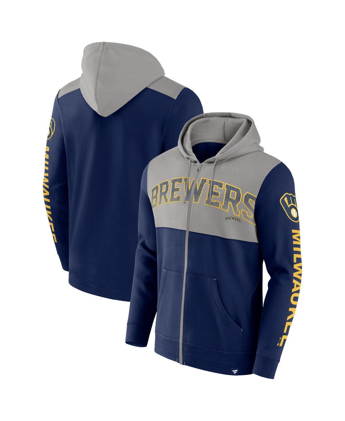 Mens Fanatics Branded Milwaukee Brewers Walk Off Fleece Full-Zip Hoodie Blue Product Image