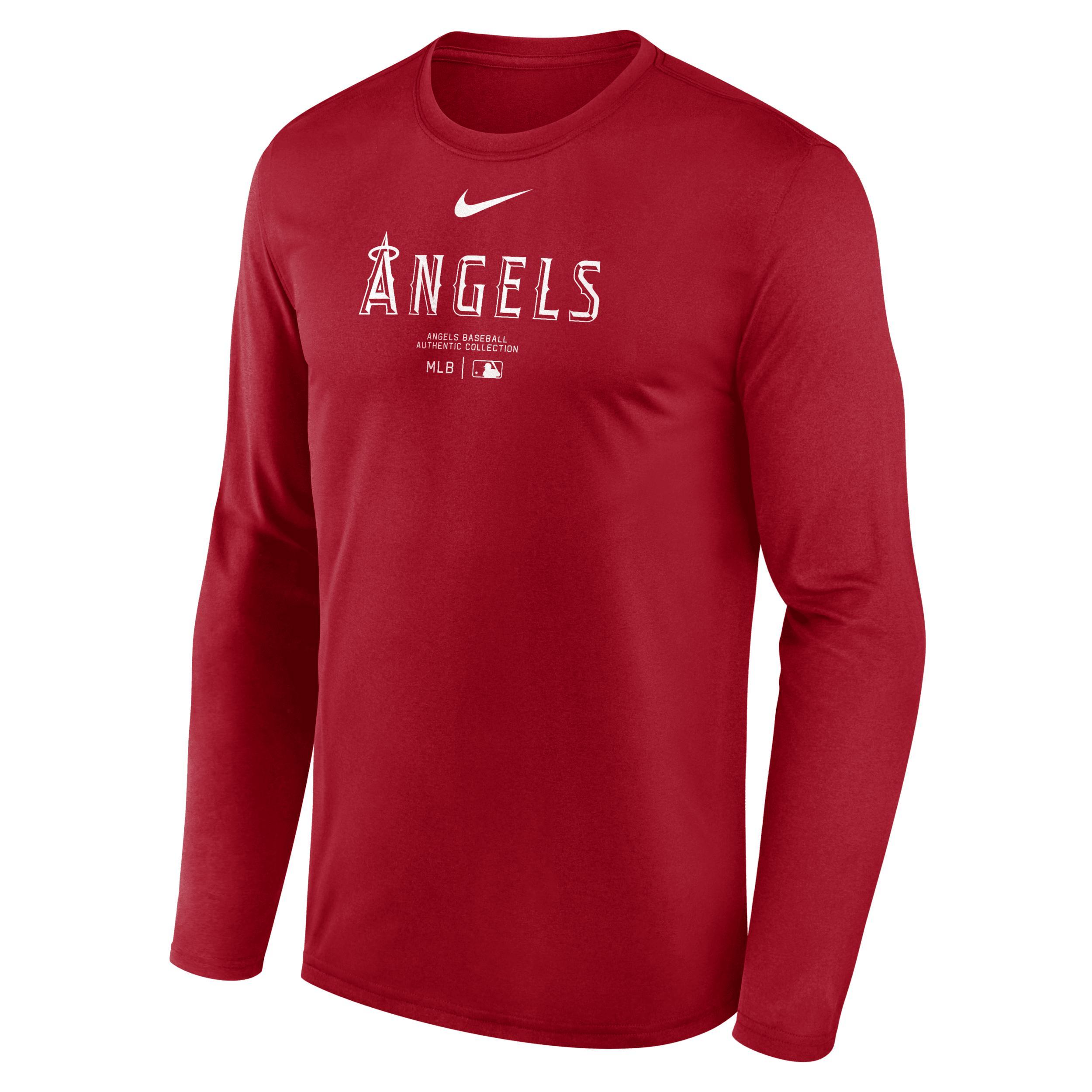 Los Angeles Angels Authentic Collection Practice Nike Mens Dri-FIT MLB Long-Sleeve T-Shirt Product Image