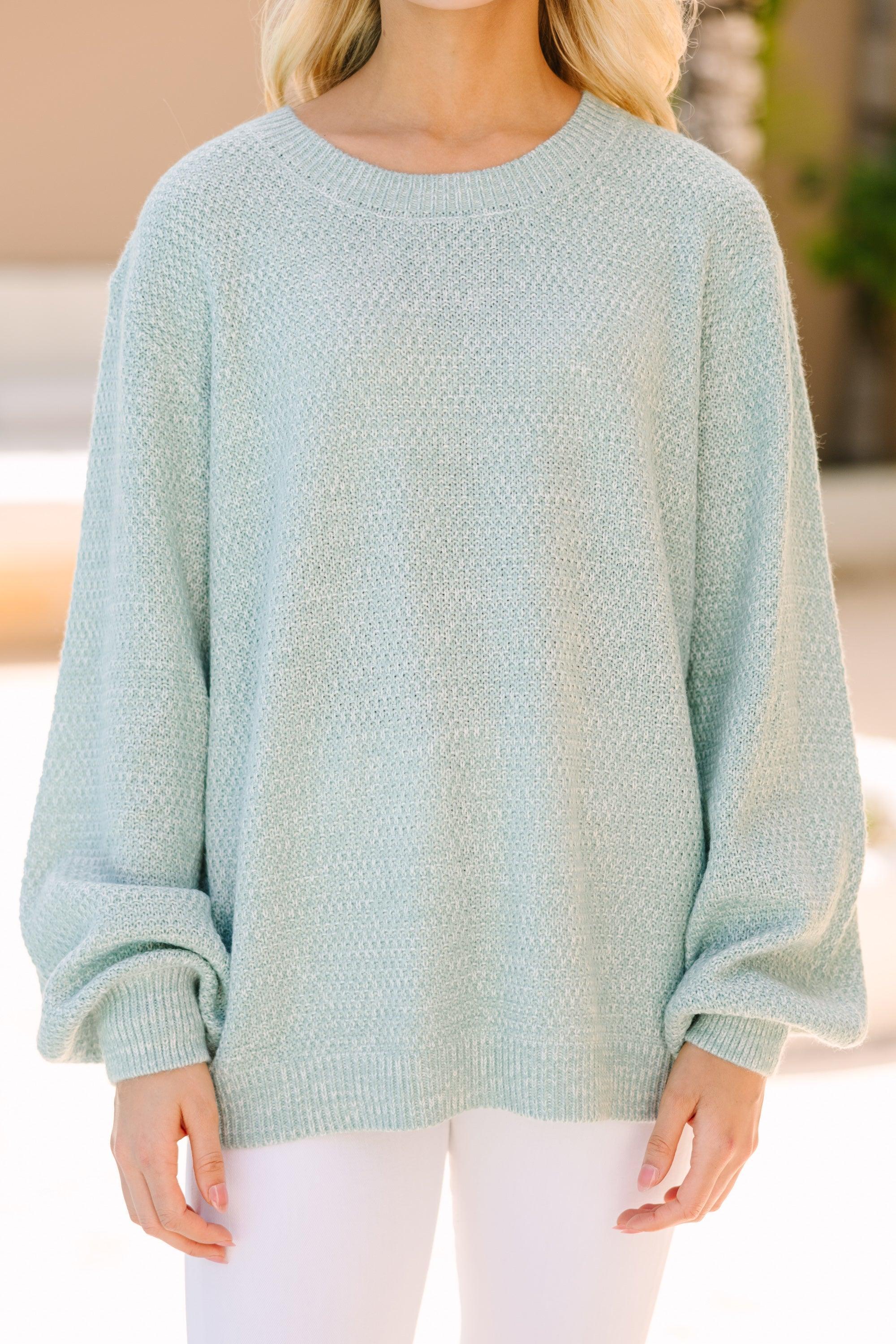 The Slouchy Light Green Bubble Sleeve Sweater Female Product Image