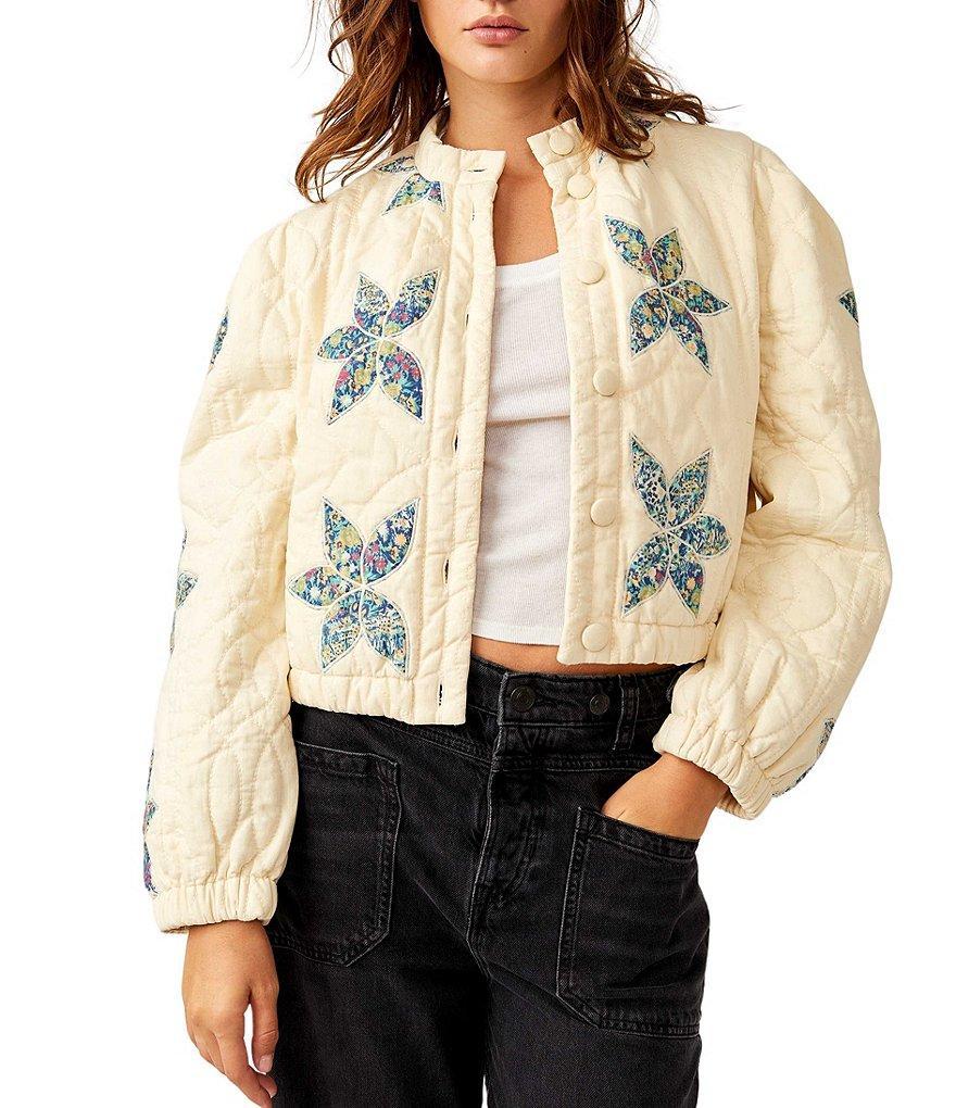 Free People Quinn Quilted Patchwork Button Front Long Sleeve Jacket Product Image