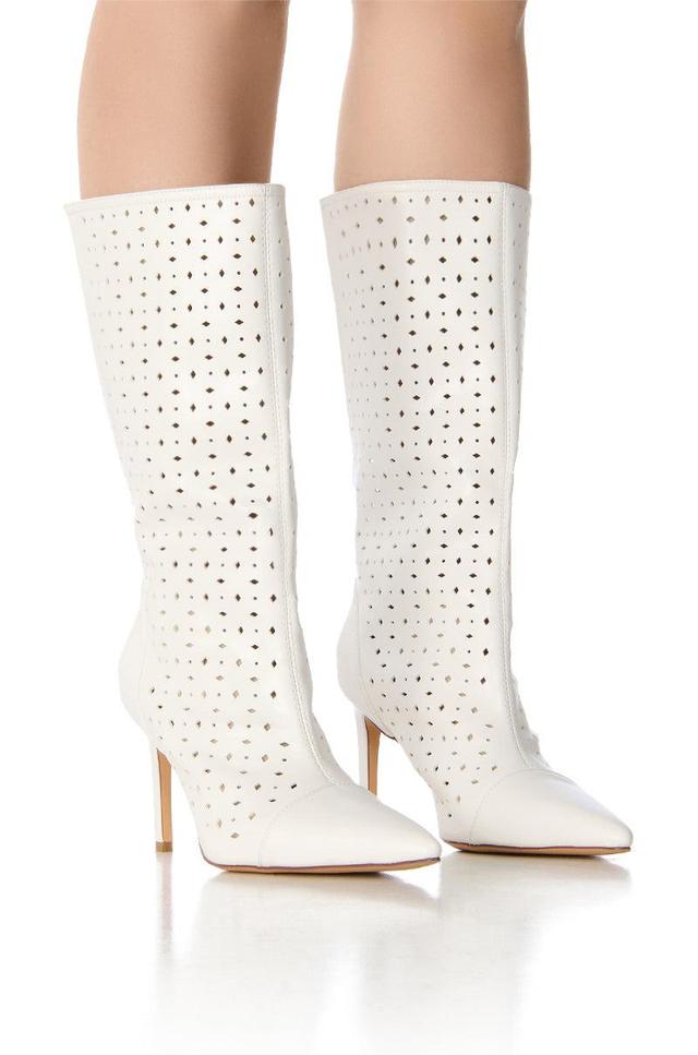 AZALEA WANG SIDONIA WHITE LASER CUT BOOTIE Product Image