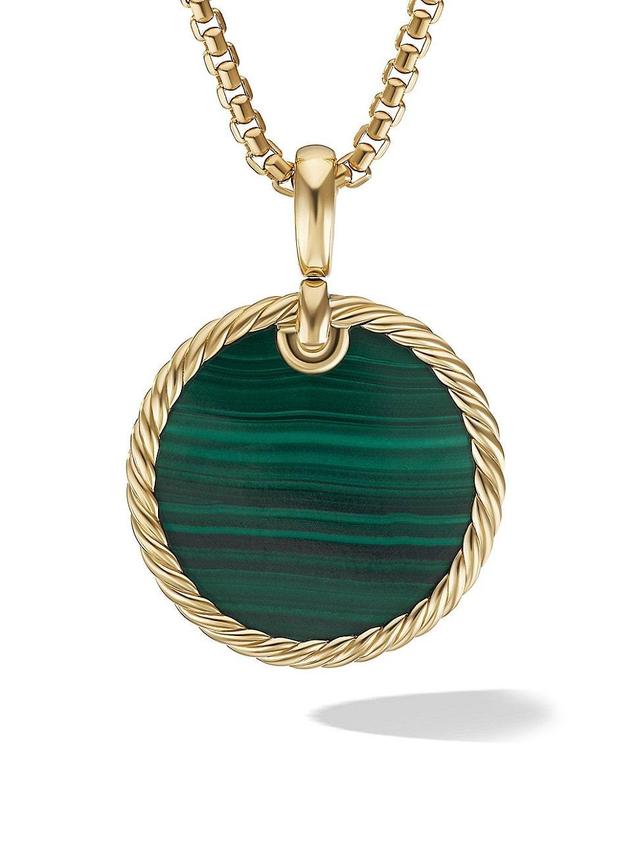 David Yurman Small Cable Disc Amulet in 18K Yellow Gold with Malachite Product Image