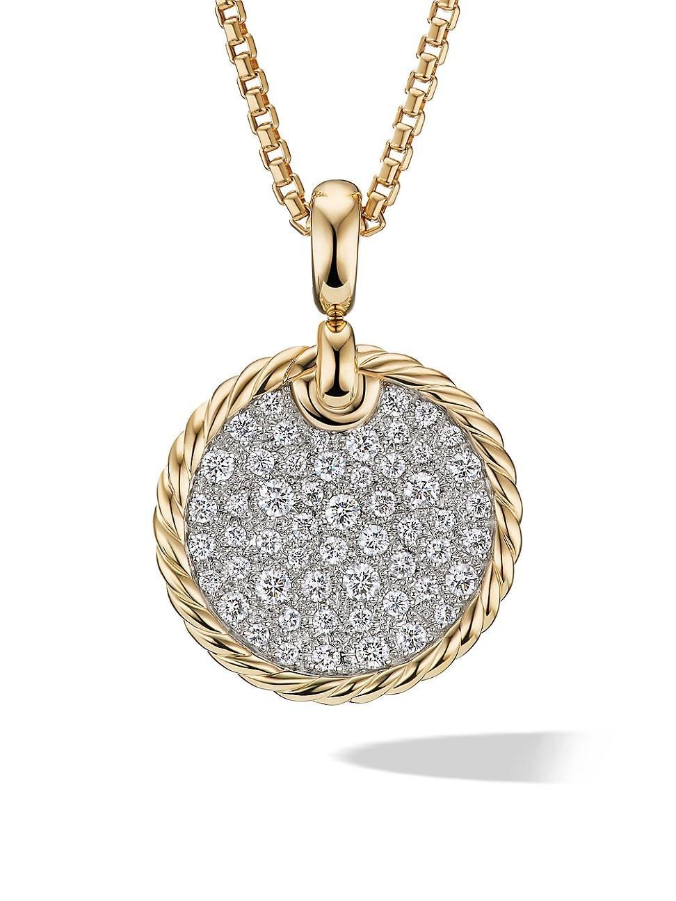 Womens DY Elements Disc Pendant in 18K Yellow Gold with Pav Diamonds Product Image