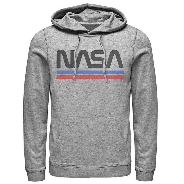 Mens NASA Red Blue Stripe Minimal Logo Vintage Graphic Hoodie Athletic Grey Product Image