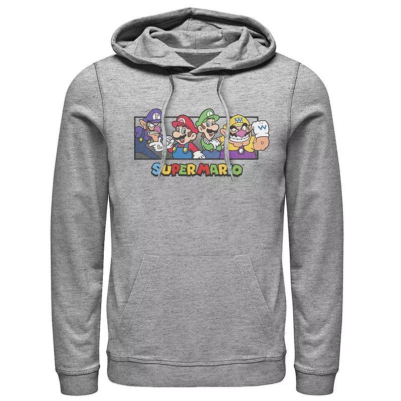 Mens Super Mario Bros. Character Collage Portrait Hoodie Athletic Grey Product Image