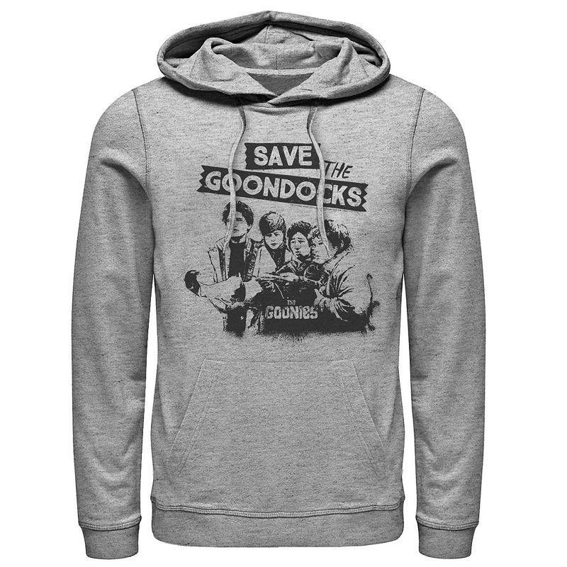 Mens The Goonies Save The Goondocks Text Hoodie Athletic Grey Product Image