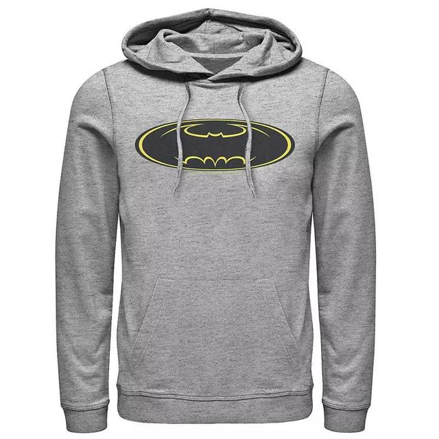 Mens DC Comics Batman Yellow Line Chest Logo Hoodie Athletic Grey Product Image