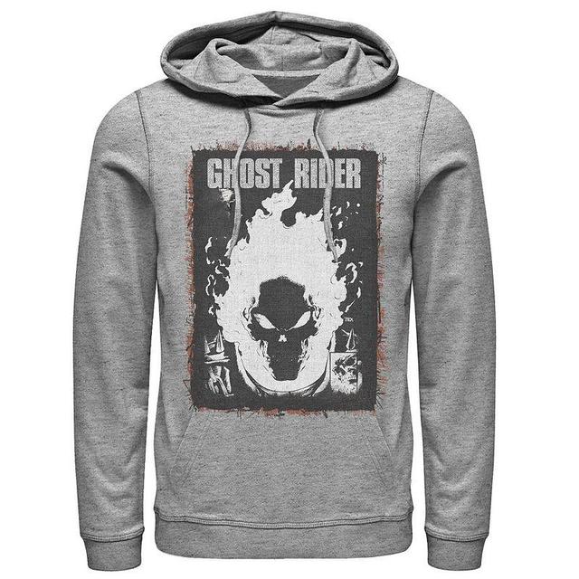 Mens Marvel Ghost Rider Dark Distressed Poster Hoodie Athletic Grey Product Image