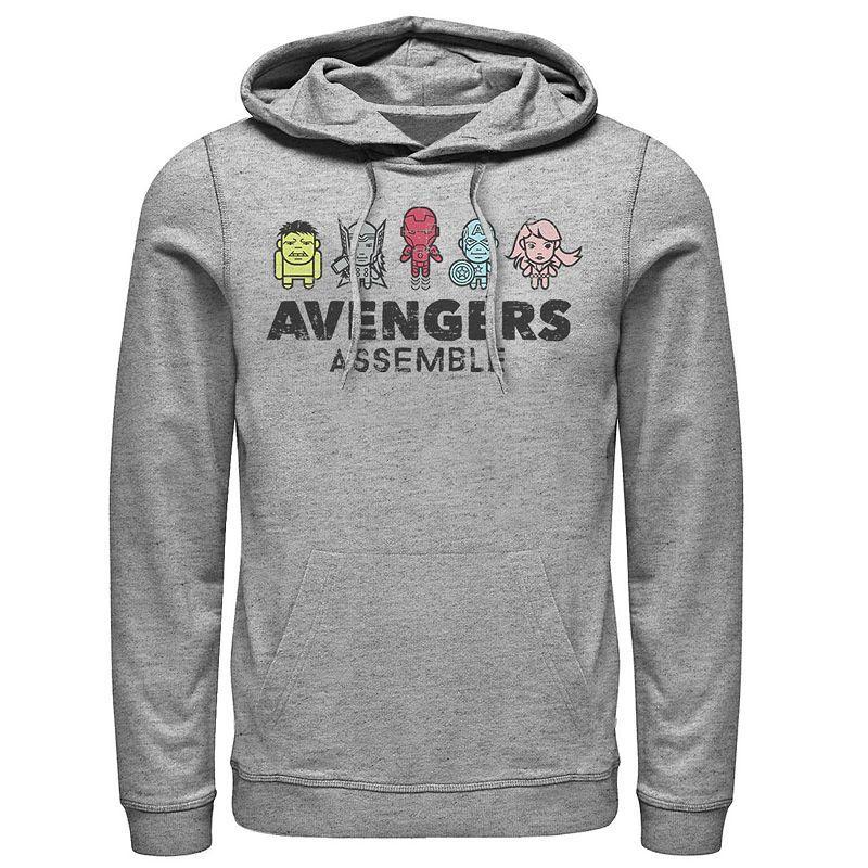 Mens Marvel Avengers Assemble Cartoon Chest Logo Hoodie Athletic Grey Product Image