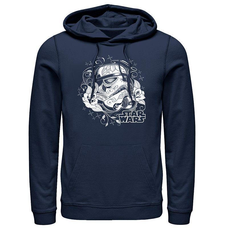 Mens Star Wars Storm Trooper Sugar Skull Pull-Over Hoodie Blue Product Image