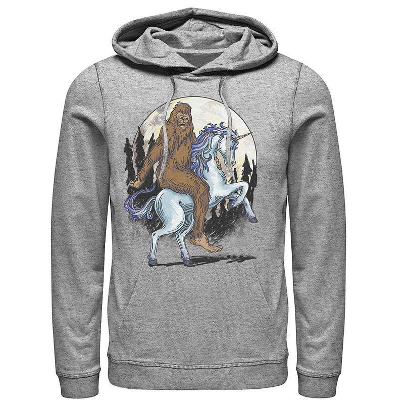 Mens Big Foot Unicorn Ride Sketch Hoodie Athletic Grey Product Image