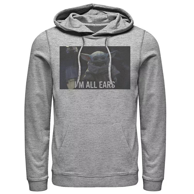 Mens Star Wars The Mandalorian The Child Im All Ears Portrait Hoodie Athletic Grey Product Image