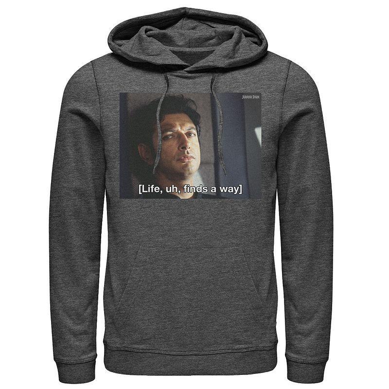 Mens Jurassic Park Life Finds A Way Goldblum Jeff Stare Pullover Hoodie Grey Heather Product Image