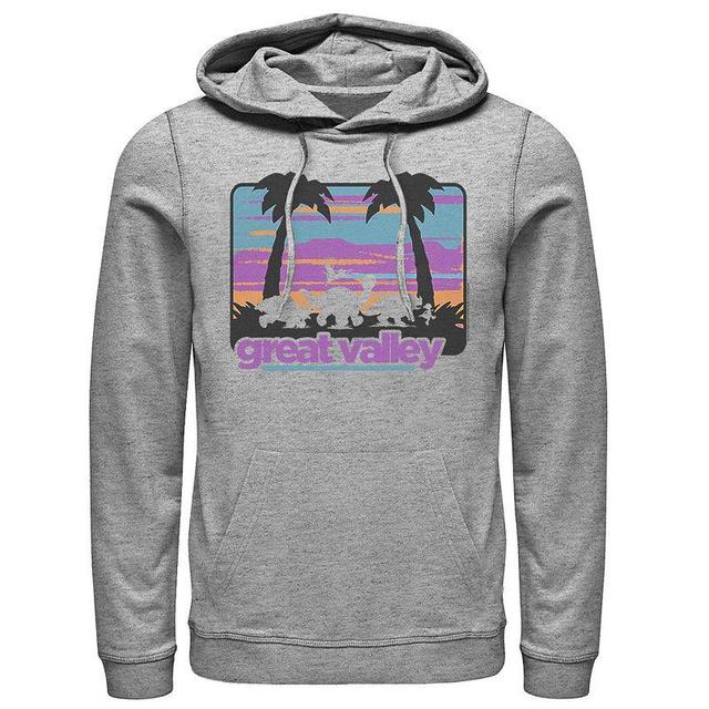 Mens Land Before Time Great Valley Pastel Portrait Character Silhouette Hoodie Athletic Grey Product Image