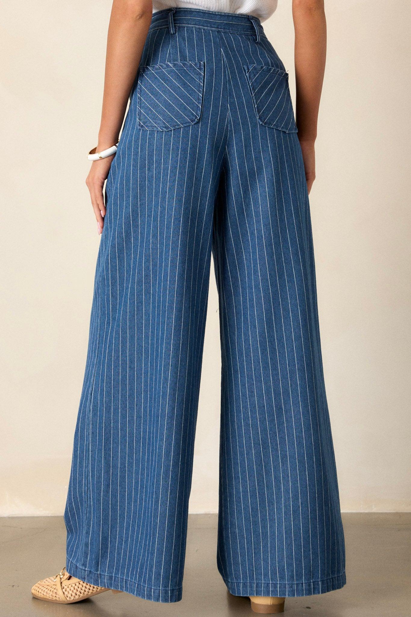 They Say Vision Blue Stripe Wide-Leg Pants Product Image