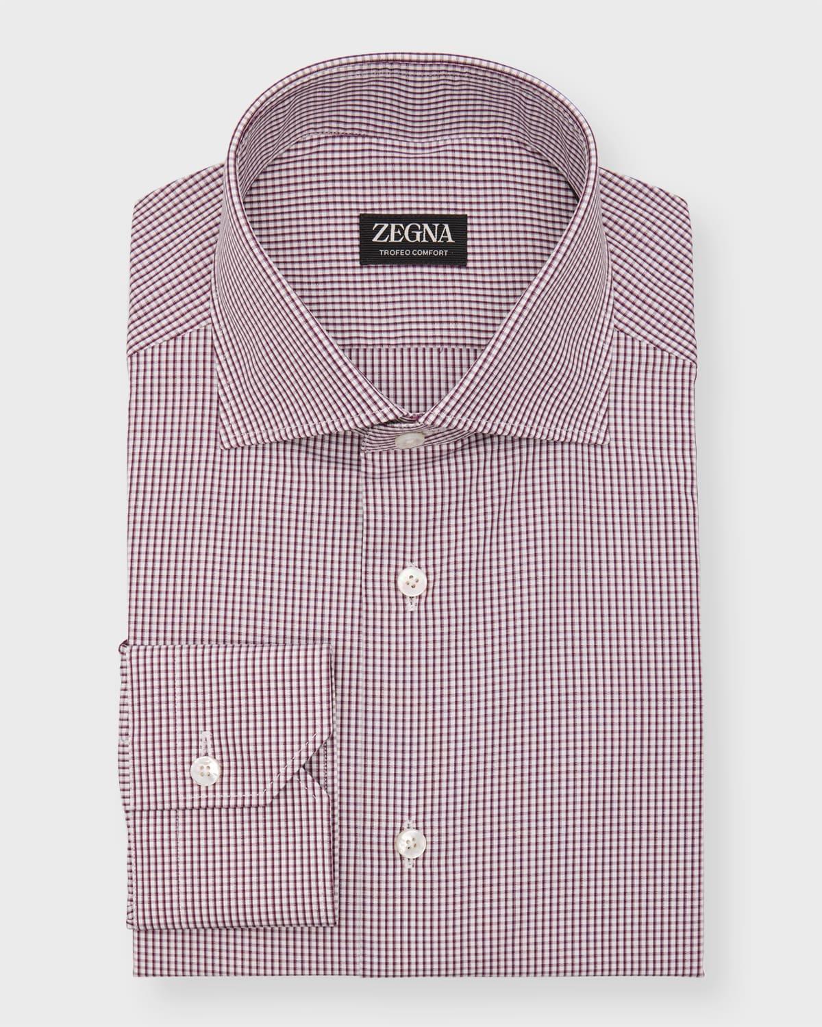 Mens Check-Print Cotton Dress Shirt Product Image