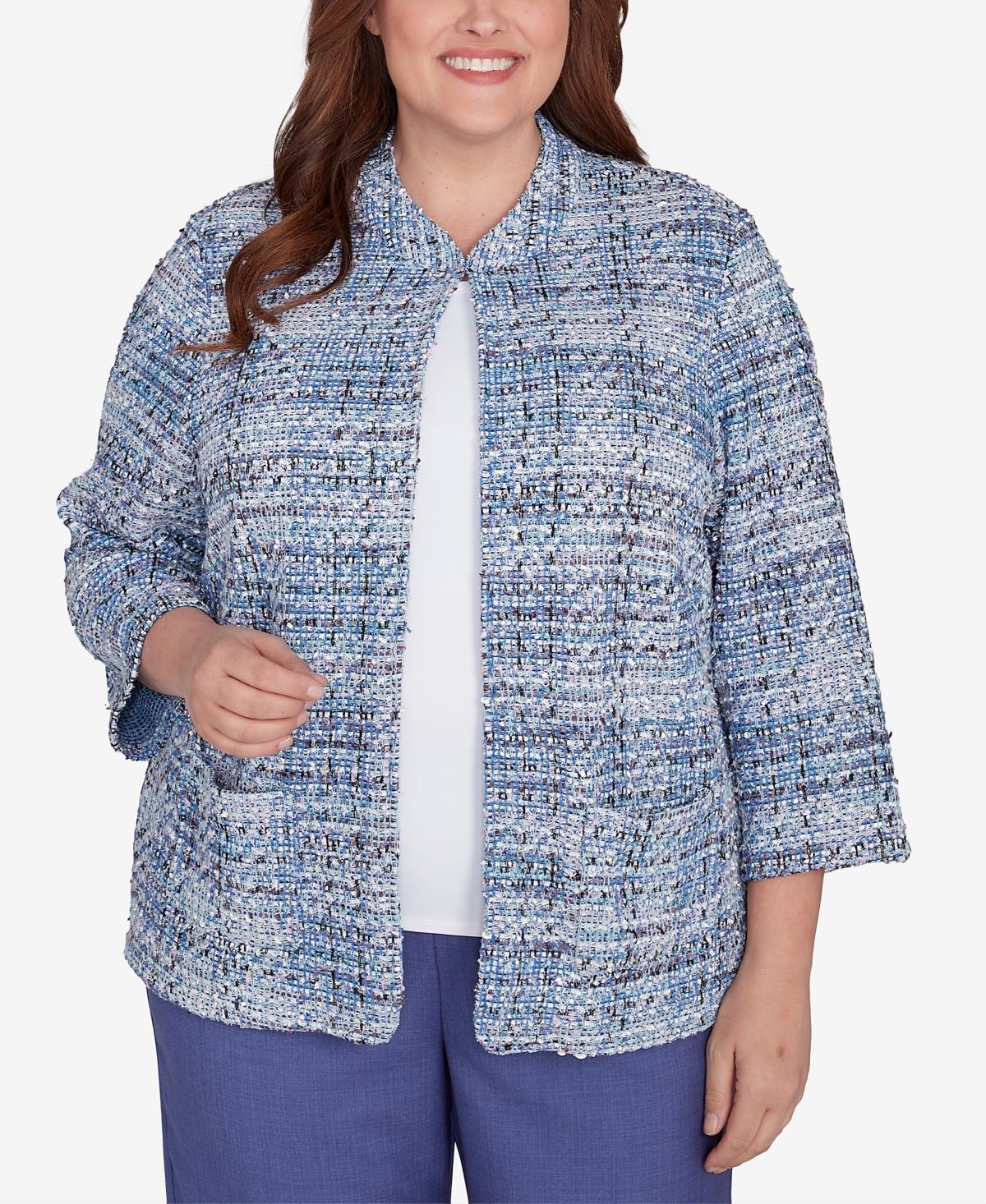 Plus Size Alfred Dunner Eyelash Two-Pocket Jacket, Womens Product Image