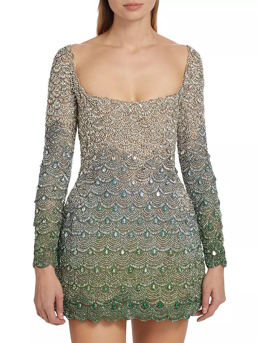 Crystal-Embroidered Ombré Minidress Product Image