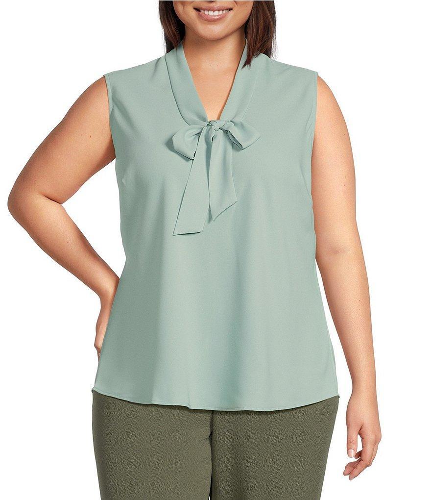 Kasper Plus Sleeveless Tie Front Blouse Product Image