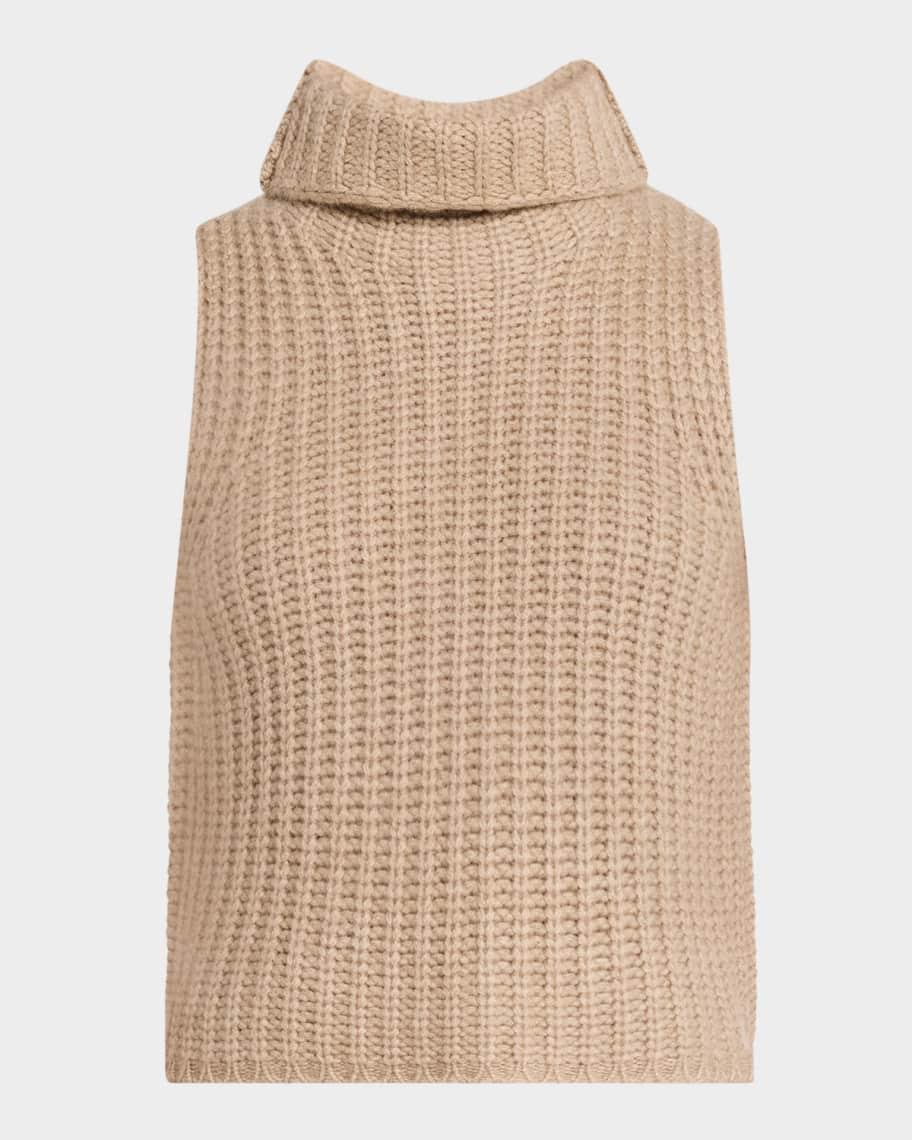 Cashmere Cropped Turtleneck Sweater Vest Product Image