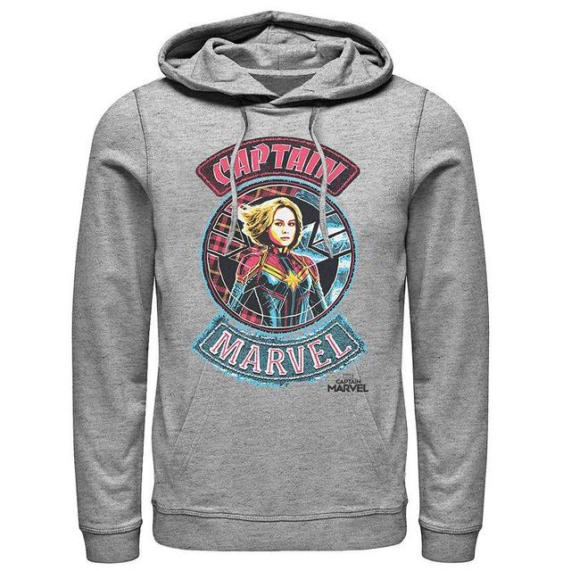 Mens Marvel Captain Marvel Stitched Patched Portrait Hoodie Athletic Grey Product Image