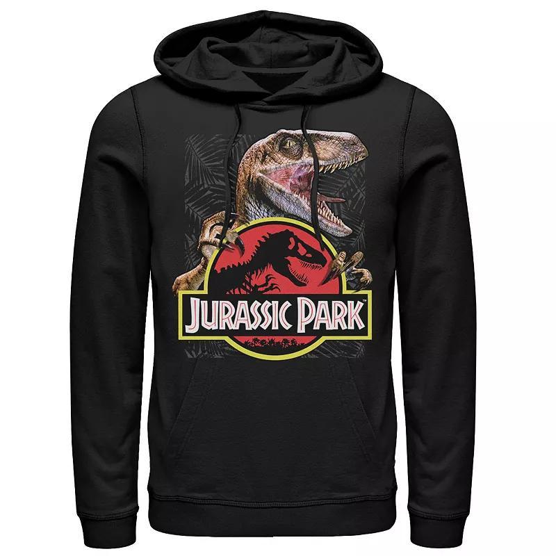 Mens Jurassic Park Raptor Holding Colored Logo Graphic Hoodie Product Image