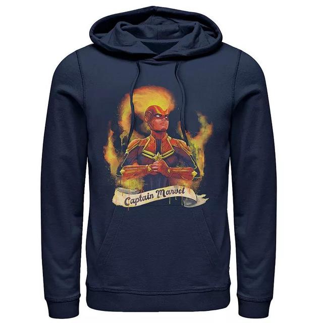 Mens Marvel Captain Marvel Flame Portrait Hoodie Blue Product Image