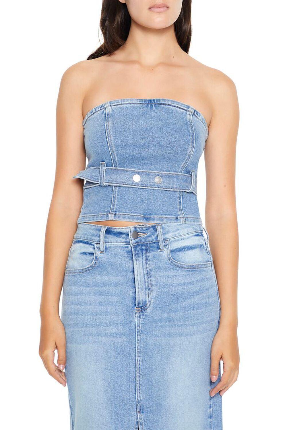 Belted Denim Tube Top | Forever 21 Product Image