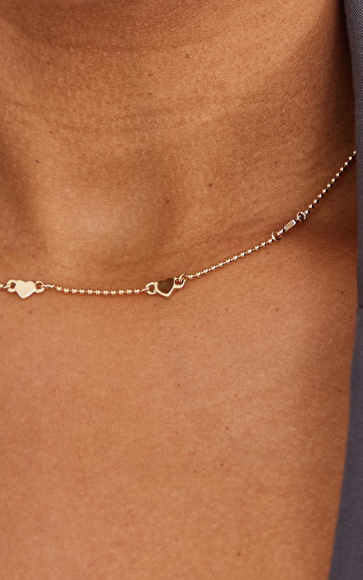 Gold Dainty Heart Short Chain Necklace Product Image