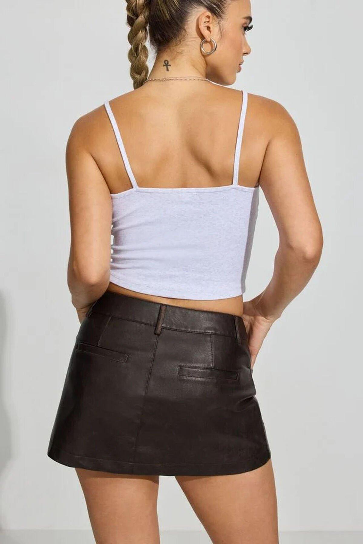 Brynn Faux Leather Micro Skort Product Image