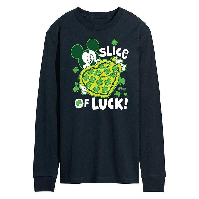 Disneys Mickey Mouse Mens Slice Of Luck Long Sleeve Graphic Tee Blue Product Image