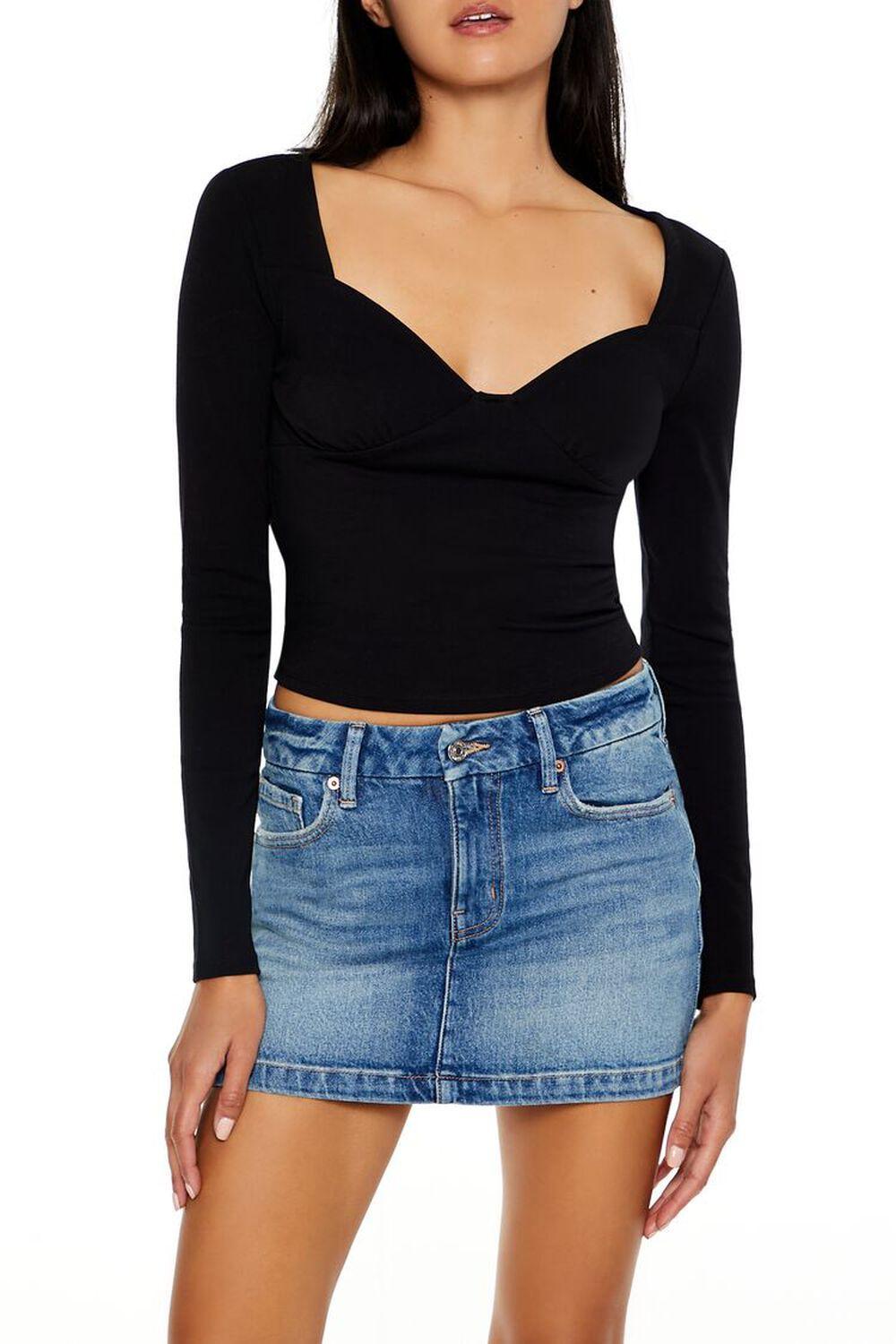 Square-Neck Long-Sleeve Top | Forever 21 Product Image