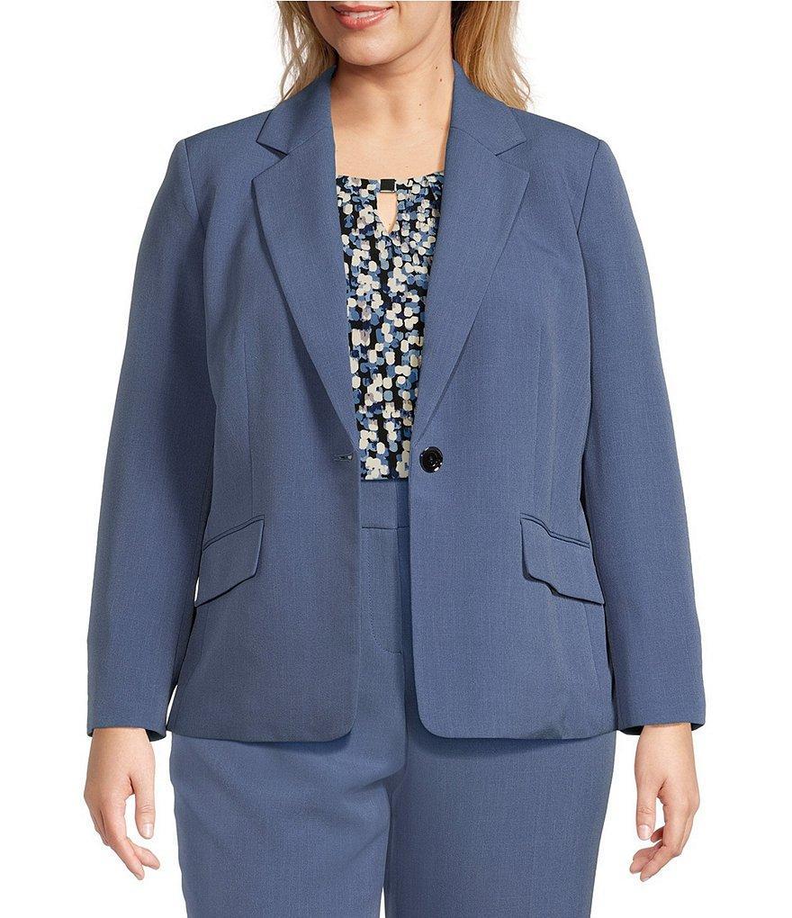 Kasper Plus Stretch Crepe Notch Collar Long Sleeve Blazer Product Image