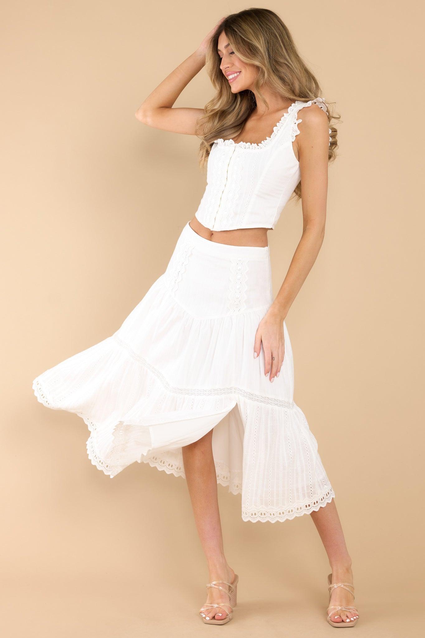 Aura Follow The Flow White Midi Skirt Product Image