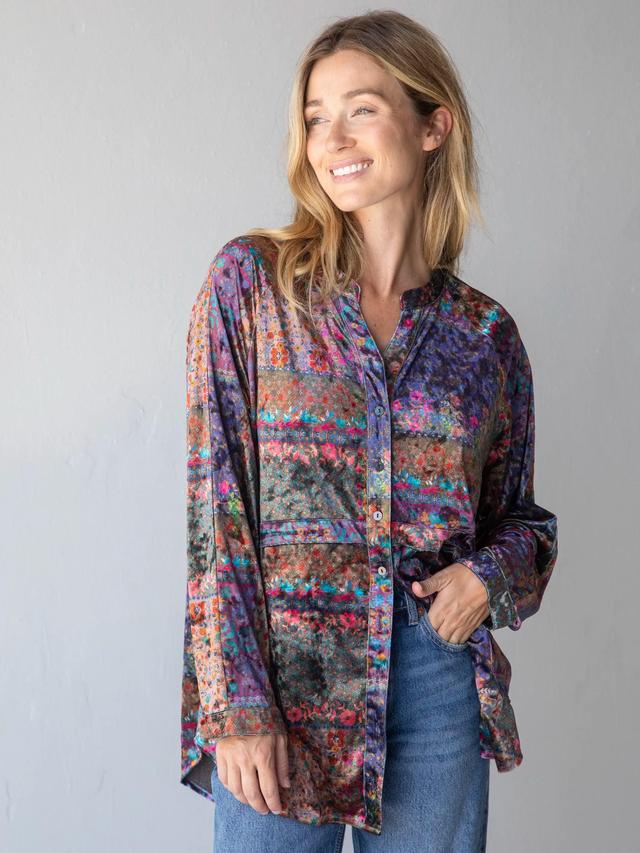 Laid Back Velvet Button Down - Vintage Patchwork Product Image