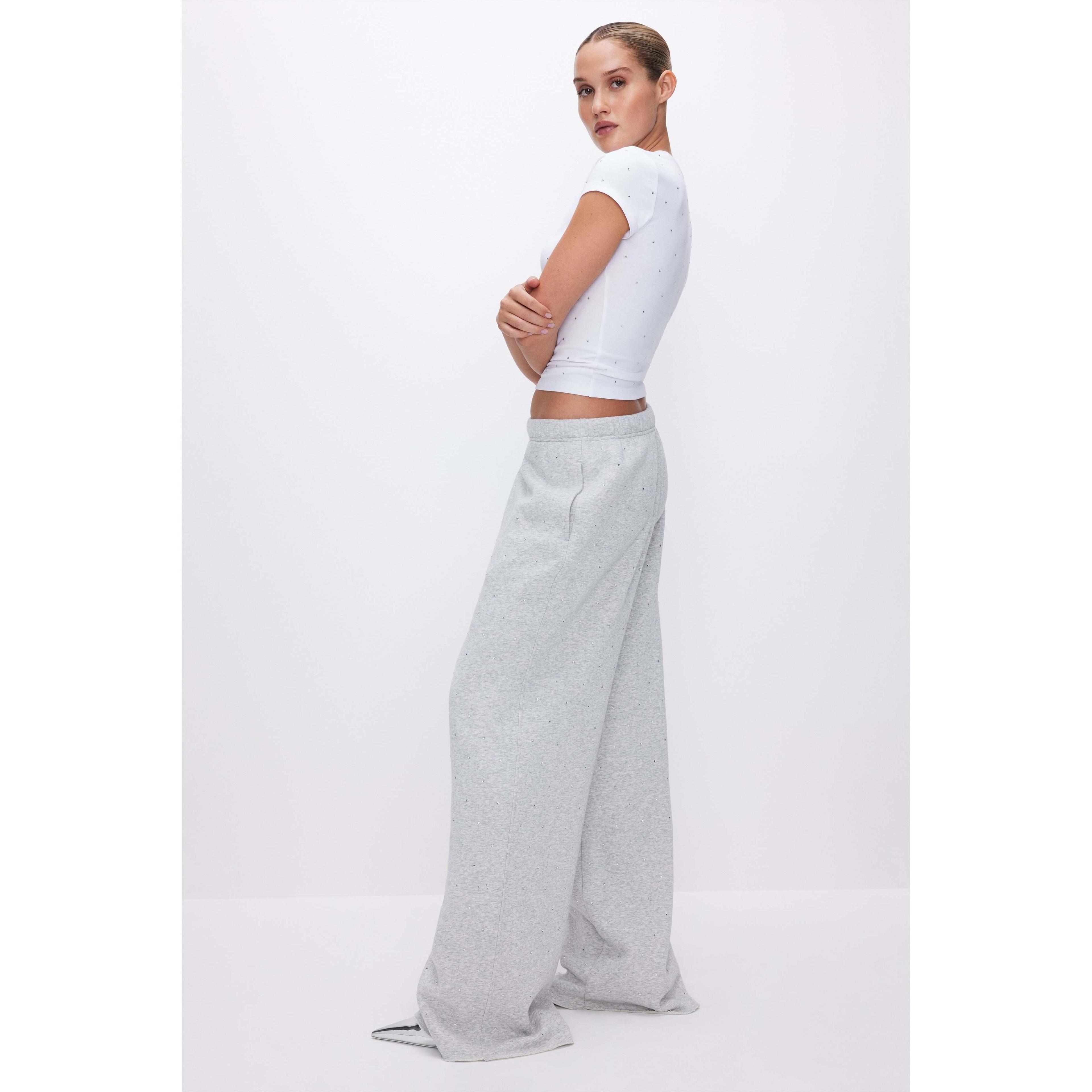 Good American Crystal Fleece Wide Leg Sweatpants Product Image