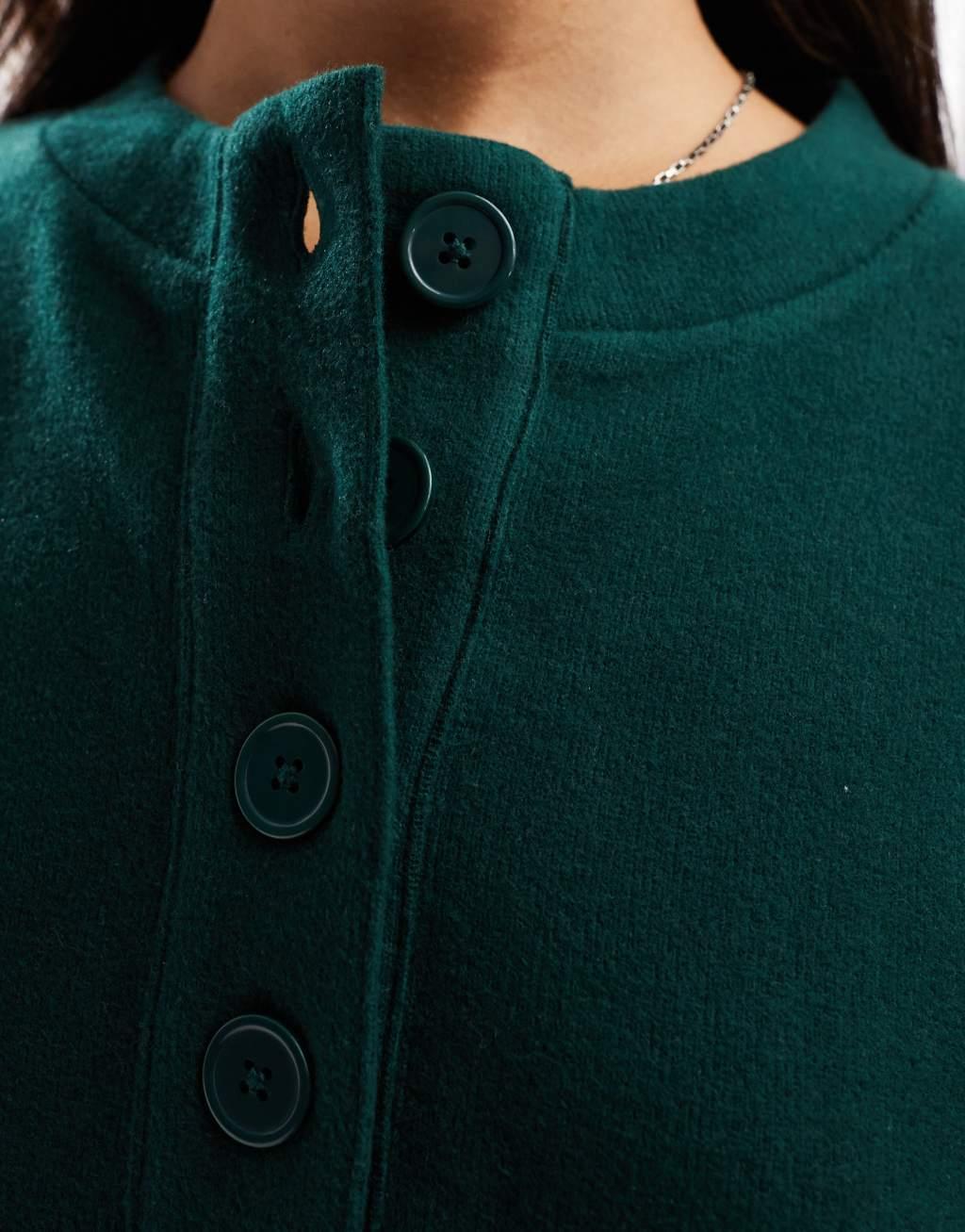 ASOS DESIGN super soft oversized henley in dark green Product Image