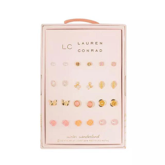 LC Lauren Conrad Rosy 12 Pair Earring Set, Womens, Pink Product Image