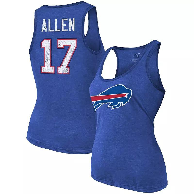 Womens Majestic Threads Heathered Royal Buffalo Bills Name & Number Tri-Blend Tank Top Product Image