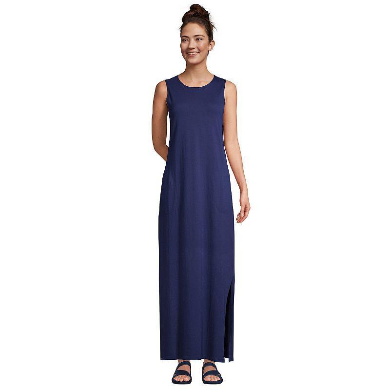 Womens Lands End High Neck Cover-Up Maxi Dress Black Product Image