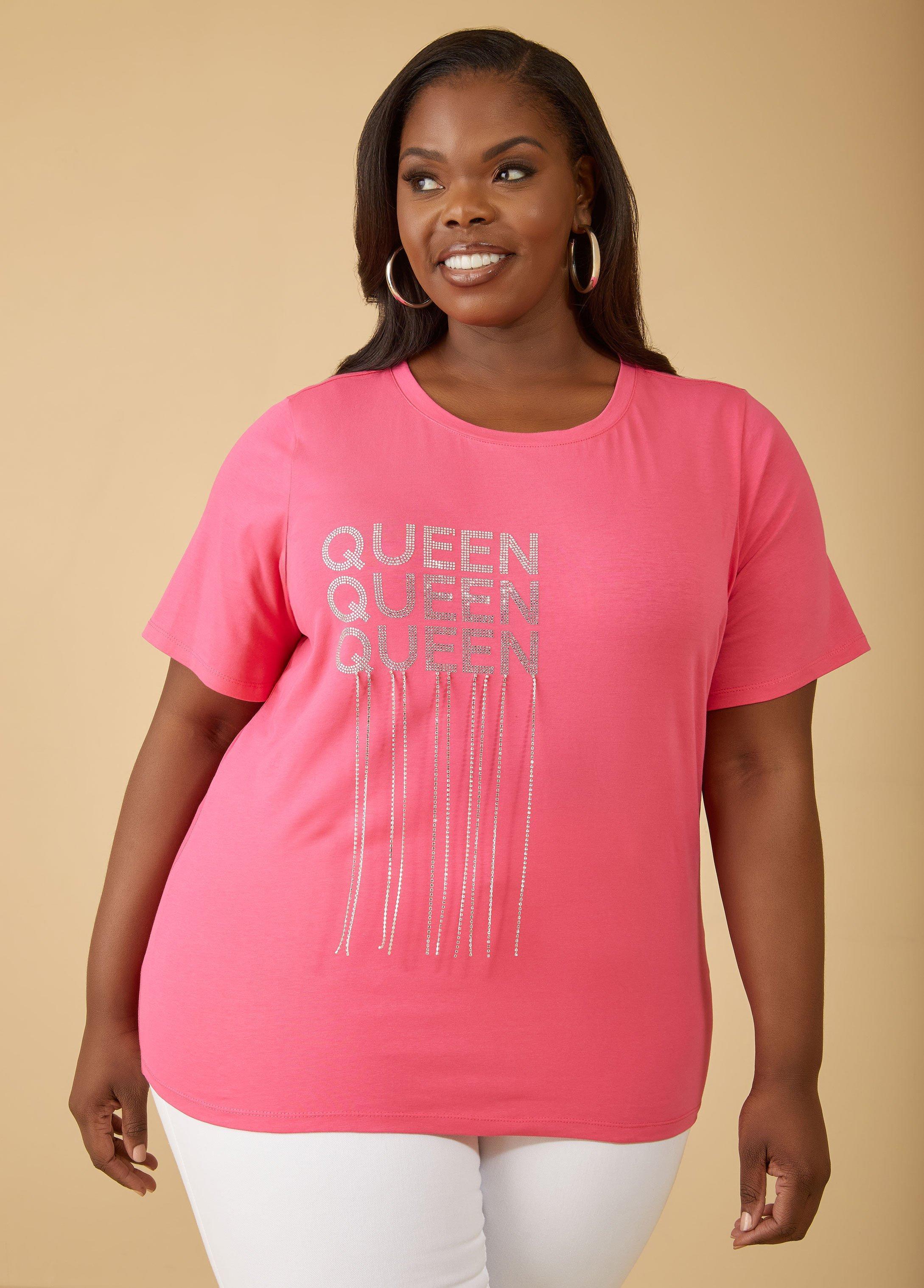 Plus Size Queen Embellished Tee Ashley Stewart Product Image