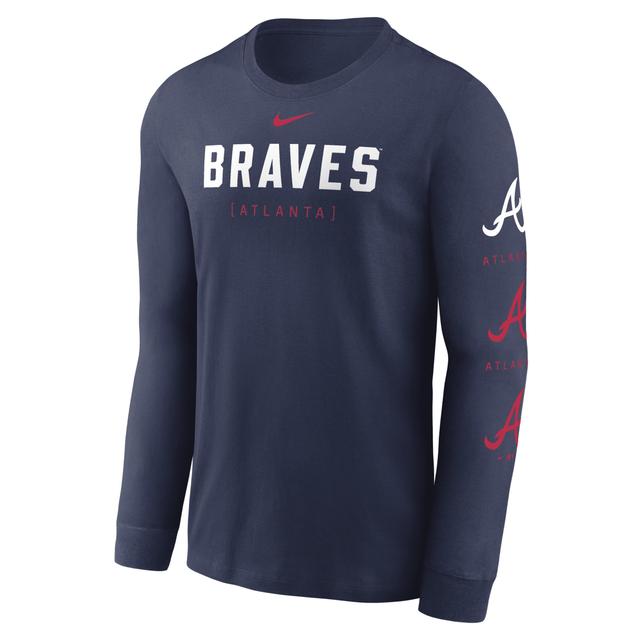 Mens Nike Atlanta Braves Repeater Long Sleeve T-Shirt Blue Product Image