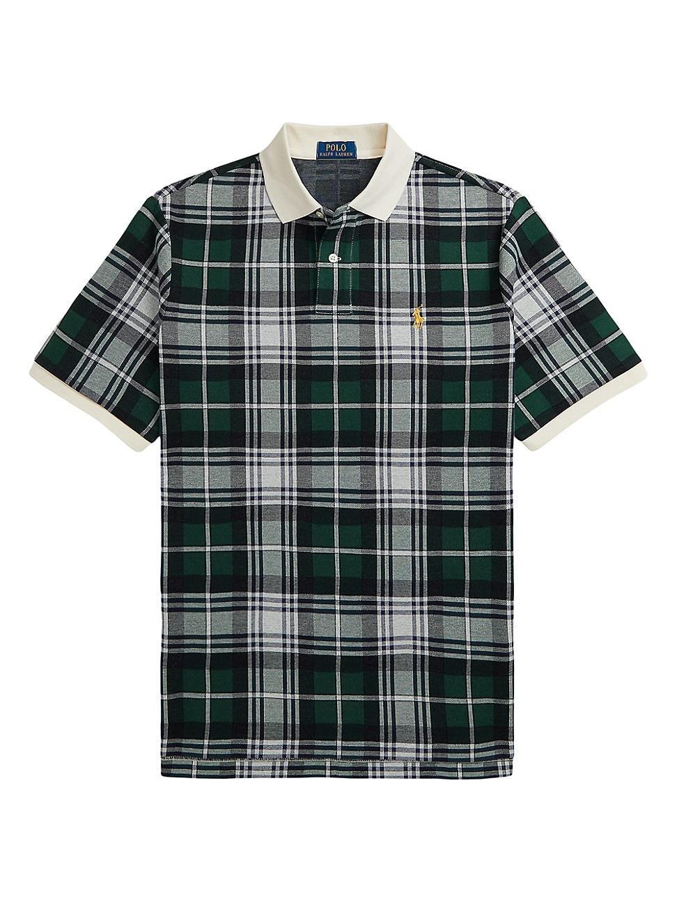 Mens Plaid Cotton Polo Shirt Product Image