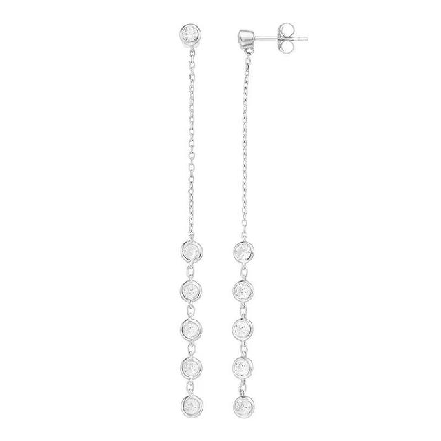 Rosabella Sterling Silver Cubic Zirconia By The Yard Drop Earrings, Womens Product Image