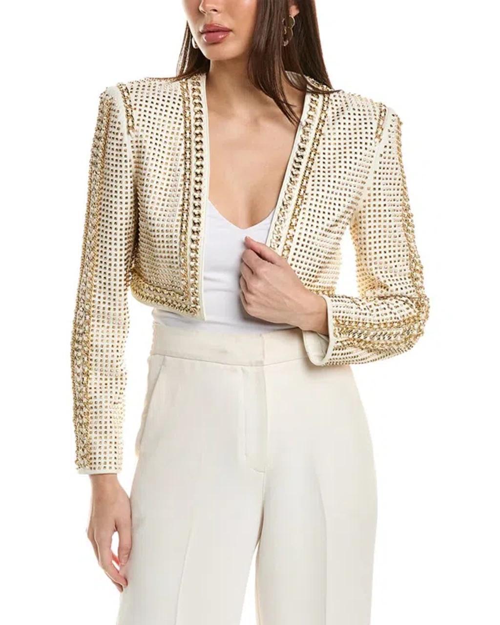 Maria Leather Crop Jacket In Beige Product Image