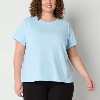 Xersion Womens Cotton Crew Neck Short Sleeve T-Shirt Plus Product Image